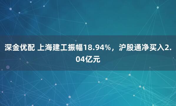 深金优配 上海建工振幅18.94%，沪股通净买入2.04亿元
